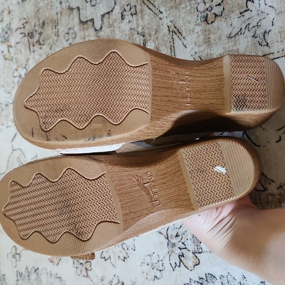 DANSKO Sophie 2 Strap Leather Wedge Sandals Shimmery Strap Size 37  US 6.5-7 - Picture 5 of 6